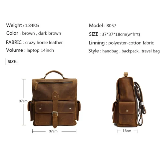 G-FAVOR Men’s Genuine Leather Vintage Backpack